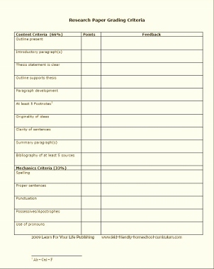 Research Paper Writing Rubric