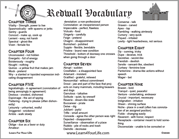 Redwall Vocabulary Words