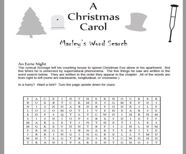 Christmas Carol Marley Word Search