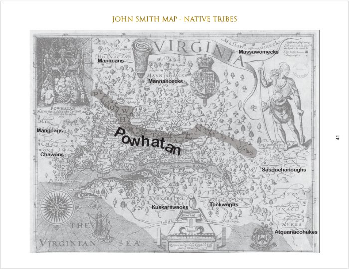 Native Tribes on John Smith's Map of Virginia