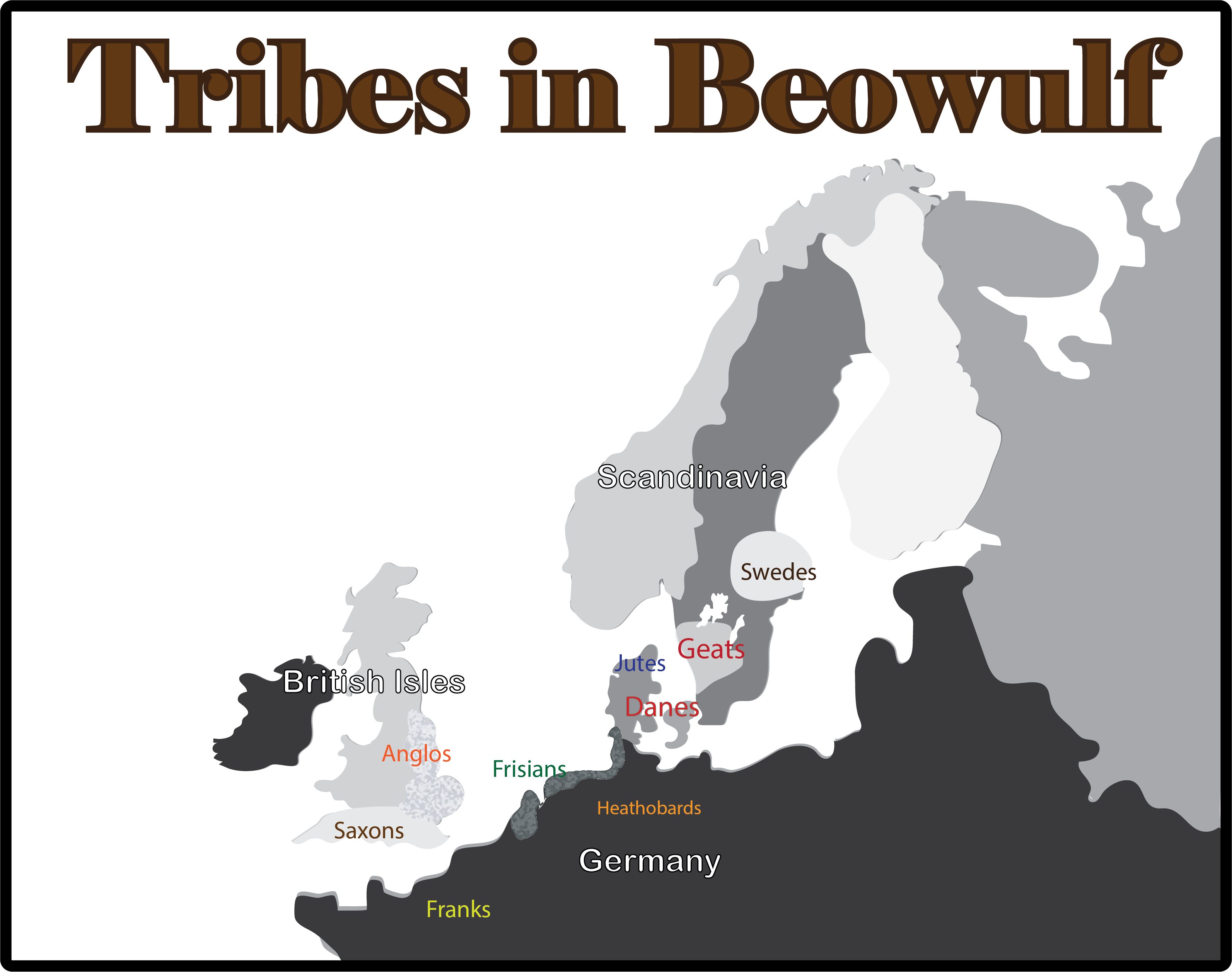 Map of the tribes and people in Beowulf