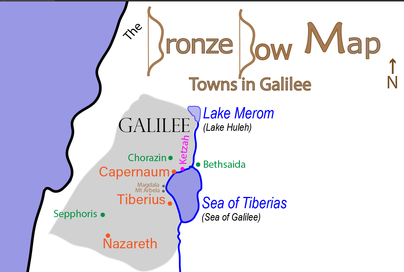 Bronze Bow Map of Major Towns