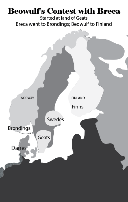 Brondings and Finns and Swimming Contest betwen Beowulf and Breca