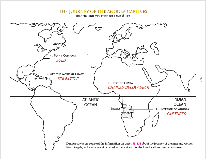 World Map of Angola captives on San 