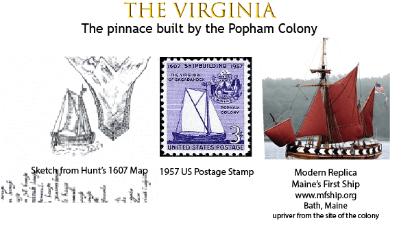 Virginia Pinnace: Hunt Sketch, postage stamp, Maine replica