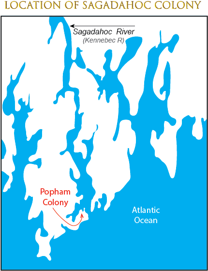 Location of Sagadahoc Colony/Popham Colony