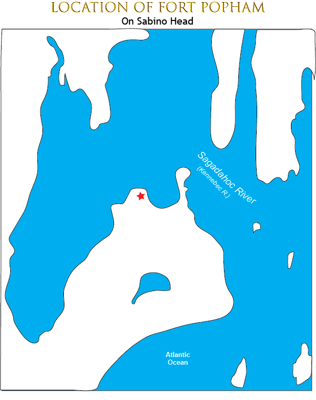 Location of Fort Popham on Sabino Head