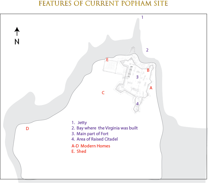 Current Buildings superimposed on Fort Popham Map