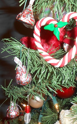 Candy Cane Kisses on Christmas Tree